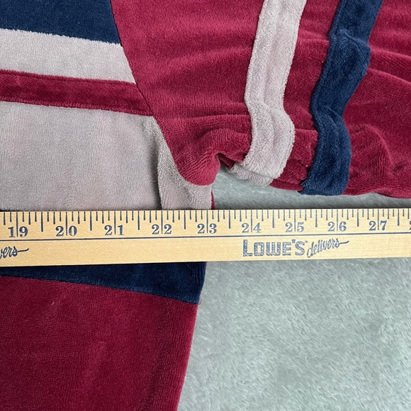 Vintage Pierre Cardin Velour Track Large Jacket Burgundy Stripe Made in USA '80s - Picture 8 of 11